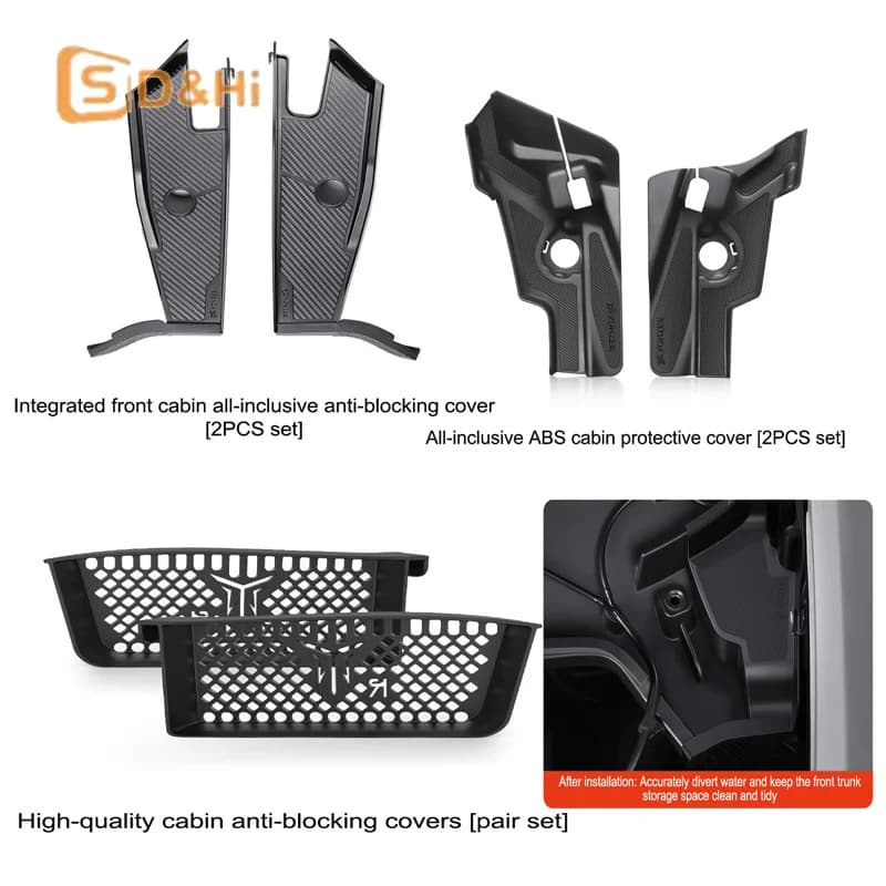 2 black pieces for model 3 model Highland Y Juniper front cabin cover anti-intasation water channel and block leaf accessory mod
