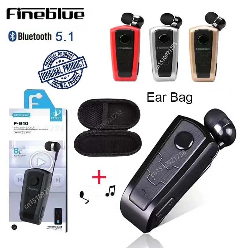 Auxiliary Wireless Fineblue F910 Bluetooth with Lotus Shape Clip, Wireless Retractable Headphones