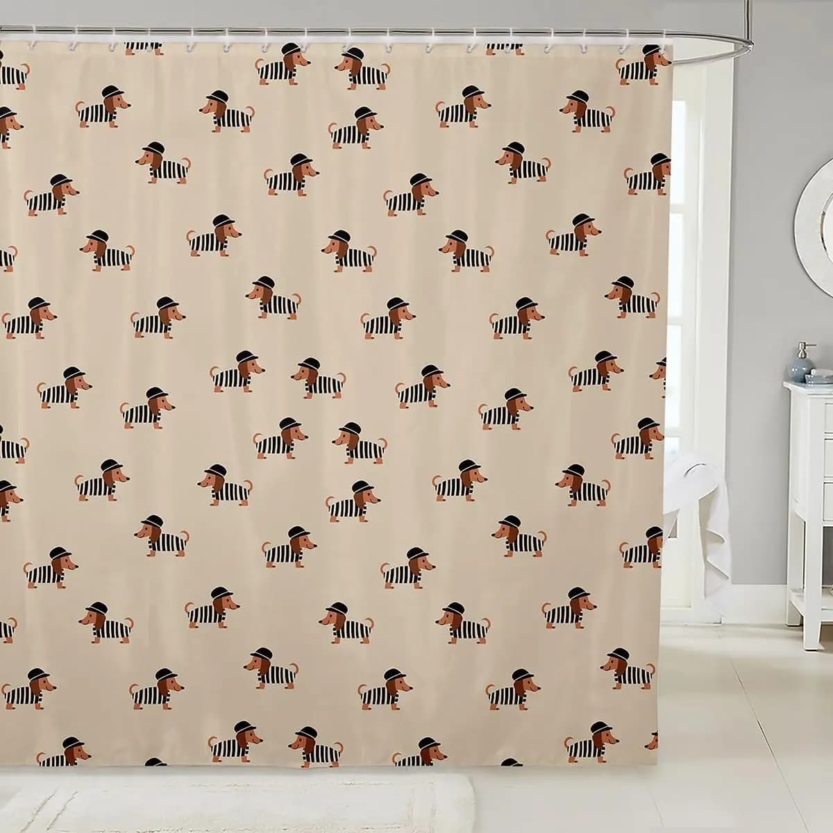 Tenda da doccia bassotto per bambini, simpatico cane da compagnia, bagno, fodera per doccia per adolescenti, tenda da bagno per cuccioli, poliestere impermeabile