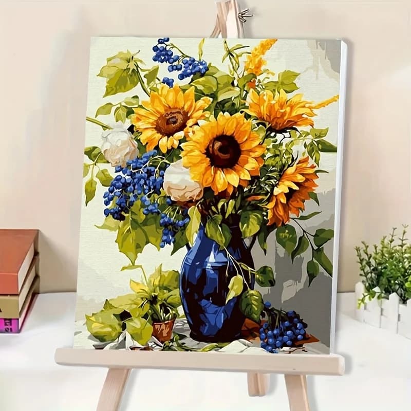 Professional Art Use, 1pc Adult Beginner DIY Paint by Numbers Kit Art Gift - Includes Acrylic Paints, Canvas, 3 Brushes, and Ins