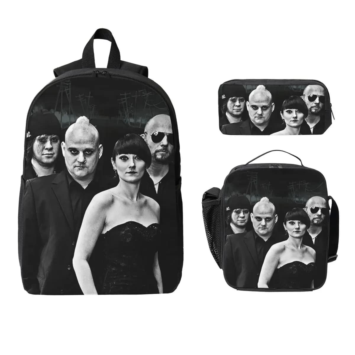 MONO INC Goth Rock Music Backpack Student Boys Girls BookBag School Bag Laptop Shoulder Bags 3ps Insulated Lunch Bag Pencil Case