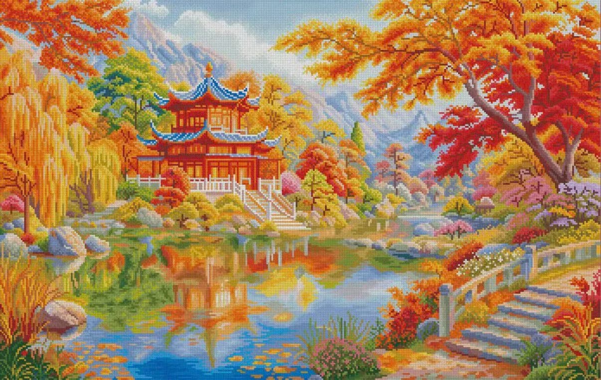 9ct 110x75cm Four Seasons Printed Kit Cross Stitch Embroidery DIY Needlework Set Crafts With Needles Threads