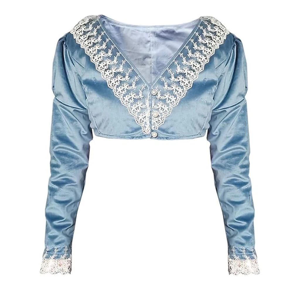 Giacca Regency Donna Jane Austen Giacca corta blu Spencer a vita alta per abiti a vita impero Cappotto Elizabeth Bennet