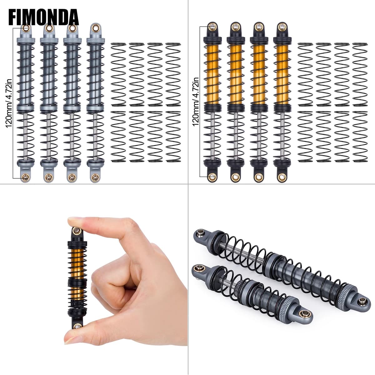Ammortizzatore olio ammortizzatore in metallo da 70 mm-120 mm per auto cingolate 1/10 RC (SCX10, TRX4, TRX6, 90046, AXI03007 Parti di sospensione)