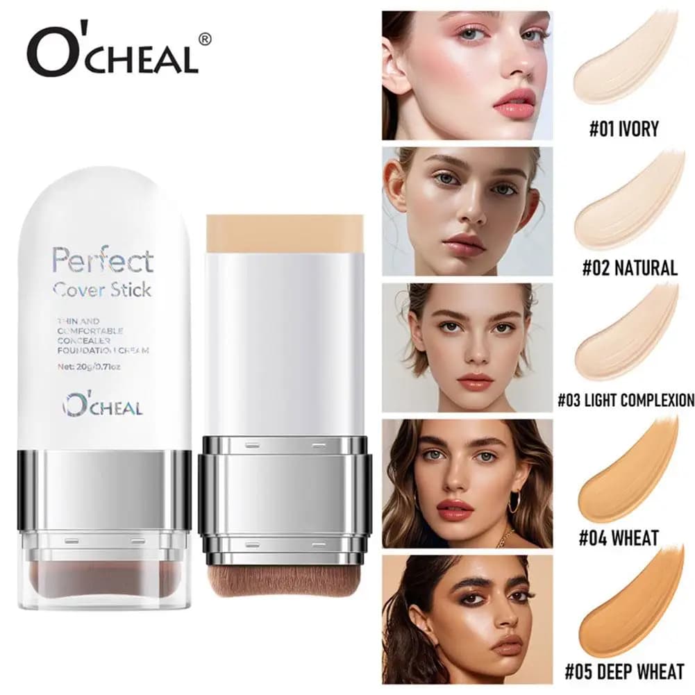O'CHEAL Correttore in Stick, Fondotinta a Copertura Perfetta, Design Leggero e Confortevole, Finitura Naturale Istantanea, Impermeabile e Lunga Durata