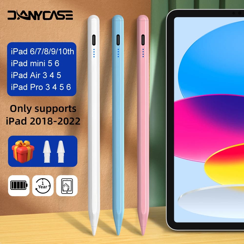 Per Apple Pencil con inclinazione del rifiuto del palmo, display di alimentazione, per iPad Pencil Pen 2022 2021 2020 2019 2018 Pro Air Mini Stylus Pen