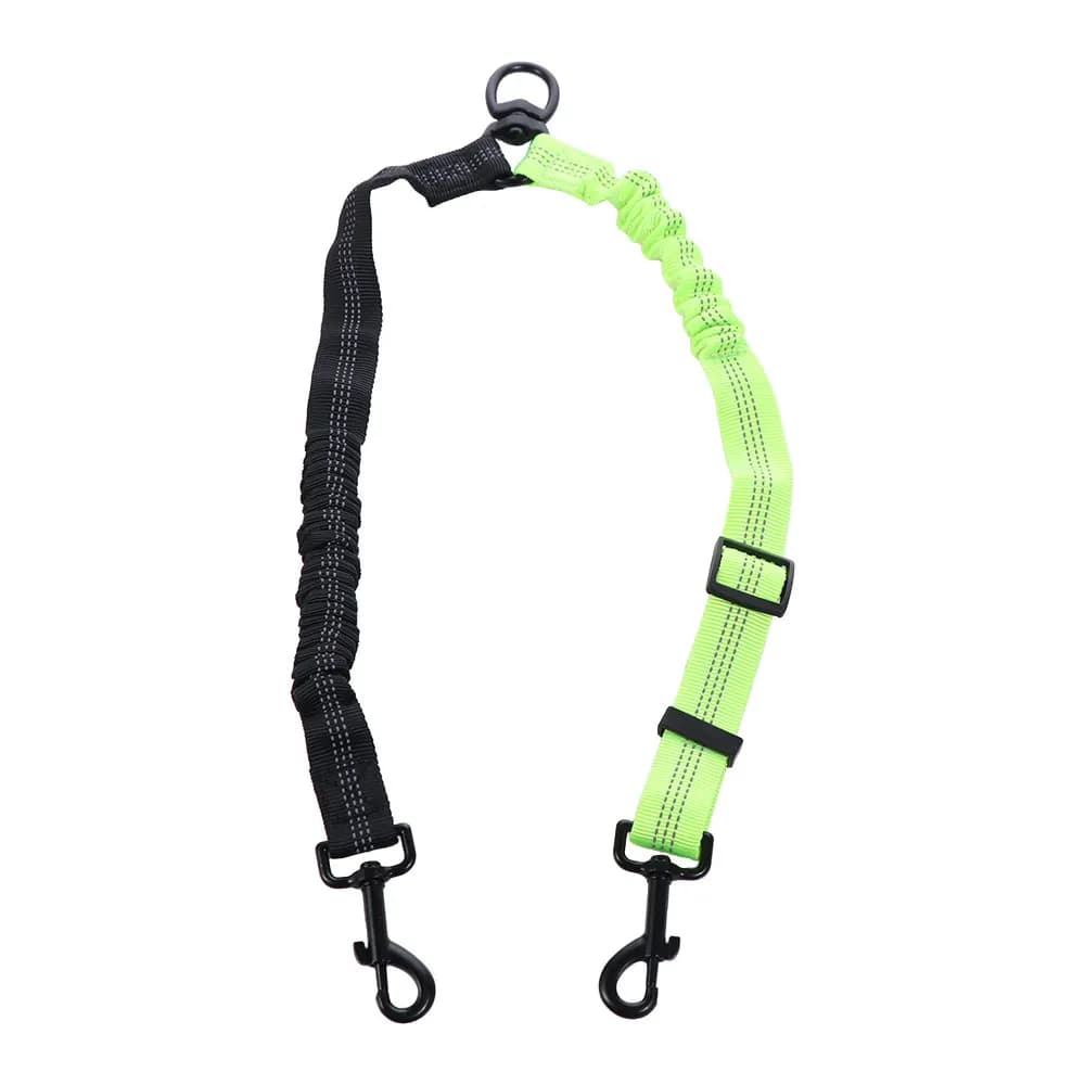 Guinzaglio Doppio per Cani 2 in 1 Riflettente a 360° ° Guinzaglio Doppio Girevole per Cani con Ammortizzatore e Cinghia Regolabile per Due Cani