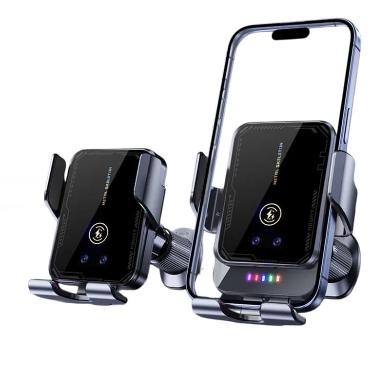 Caricabatterie Wireless Universale da 15W per Auto con Supporto a Sensore Automatico e Collegamento a Quattro Assi per Samsung S25 iPhone 17 16 15 14 13 12
