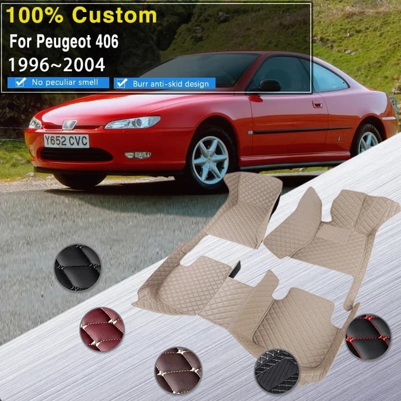 Car mats for Peugeot 406 Coupe 1995 ~ 2004 leather mat Coche waterproof pads durable car accessories interior parts