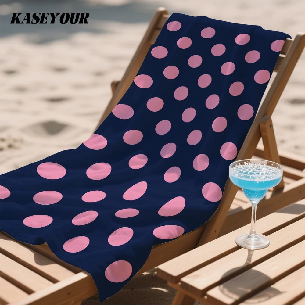 Retro Polka Charm Compact Travel Beach Towel Super Absorbent Sand Resistant, Microfiber for Swimming Camping Yoga