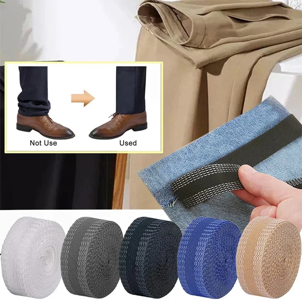 Nastro autoadesivo per pantaloni Gambe Bordo accorciamento Strumenti per cucire Nastro Pasta Orlatura Ferro sui pantaloni Jeans Vestiti Lunghezza accorciare