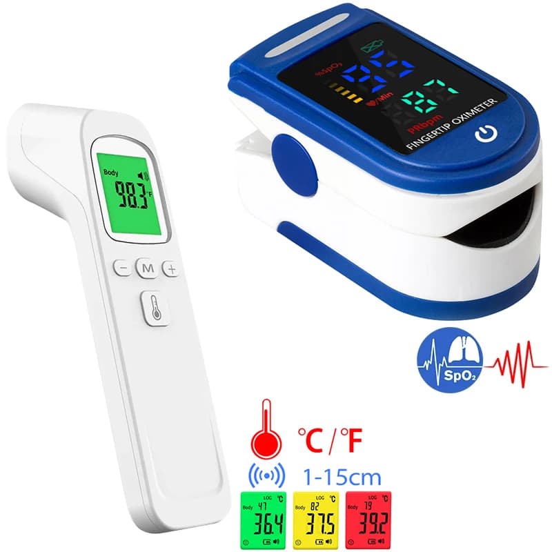 Electronic thermometer with infrared front temperature gun for domestic use 2 in 1 + precise clip pulsometer