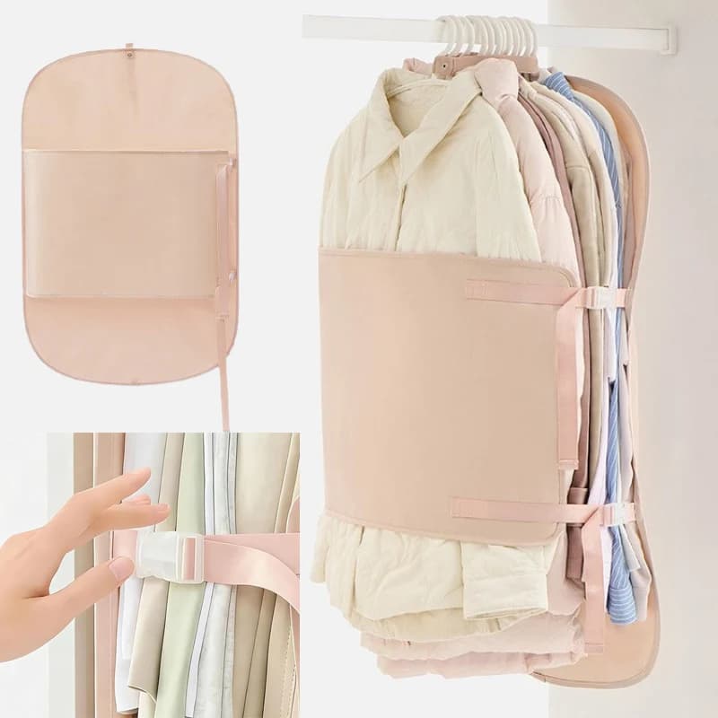 Organizzatore per Armadio Salvaspazio con Cinghia di Compressione per Organizzazione Vestiti da Viaggio con Design Riutilizzabile