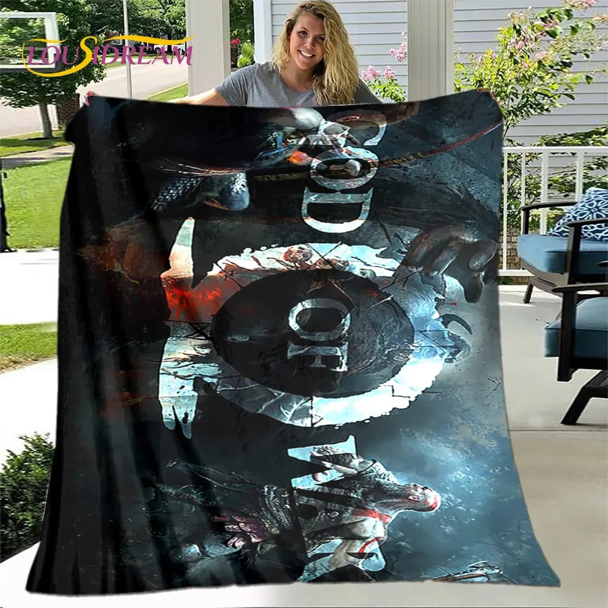 God of War Game Gamers Coperta morbida in peluche, coperta in flanella per soggiorno, camera da letto, divano letto, copertura da picnic, Bettdecke