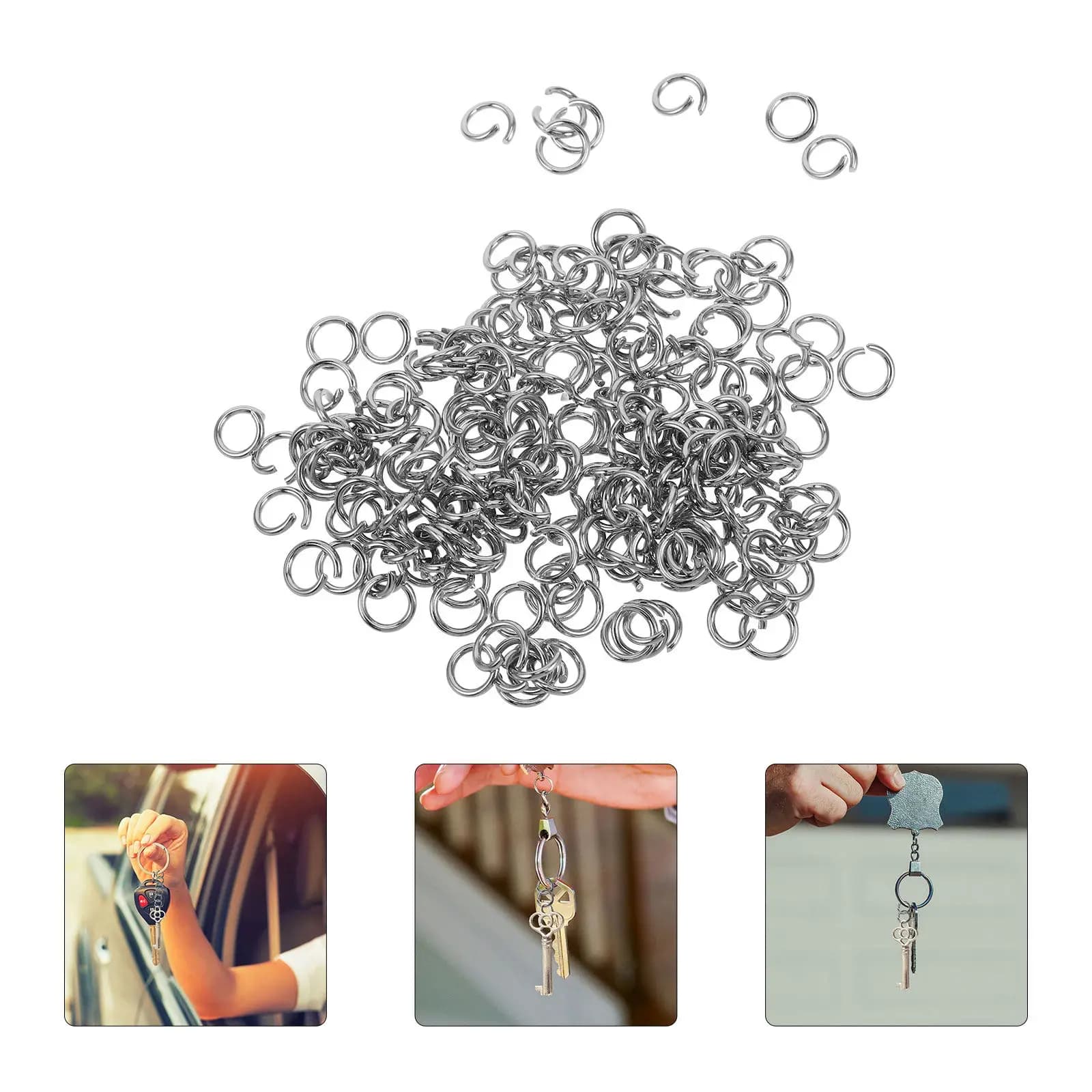 100 Pezzi Anelli Aperti Argento Lucido Elettroplaccato 8mm per Creazione Gioielli, Connettori Artigianali per Portachiavi, Bracciali e Collane