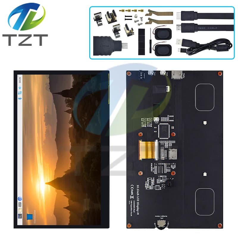TZT Modulo display LCD compatibile HDMI da 10.1 pollici Touch screen capacitivo da 10.1 "1024X600 IPS Visualizzazione HD per Raspberry Pi B 3B +/4B