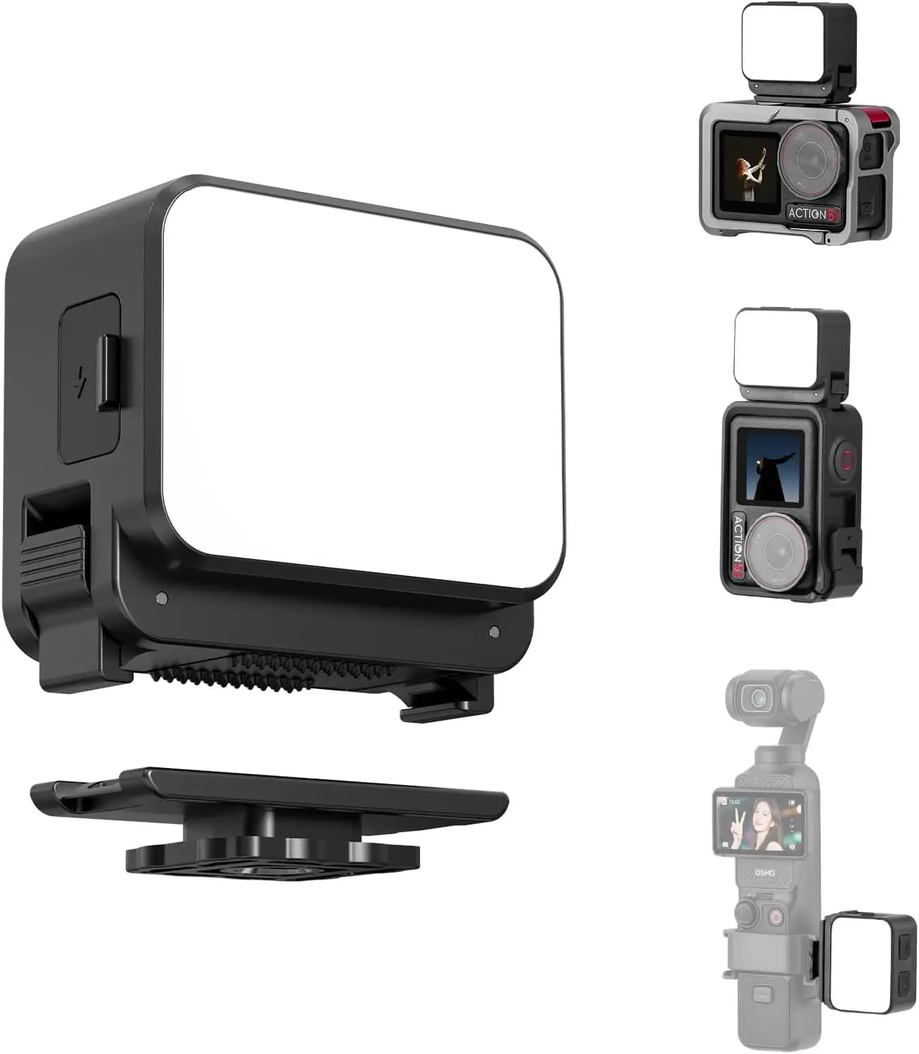 Mini LED Light for Action Camera, Cold Shoe Mount, Vlogging Light for DJI OSMO Pocket 3, Action 5 Pro, GoPro