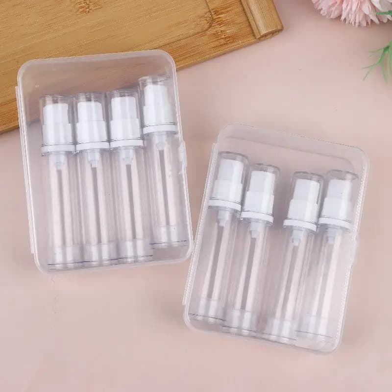 Set of 1 Airless bottle from 5/10/15ml, Transparent Portable Container Rechargeable with Vacuum Pump for Travel Cosmetics, Sample Packing Tools