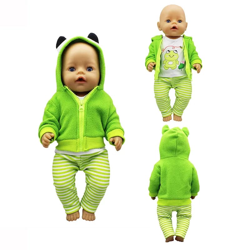 Nuovi vestiti per bambole con set di rane adatti per bambole da 43 cm/17 pollici. Set di vestiti per bambole in tre pezzi, il miglior regalo per le vacanze dei BAMBINI