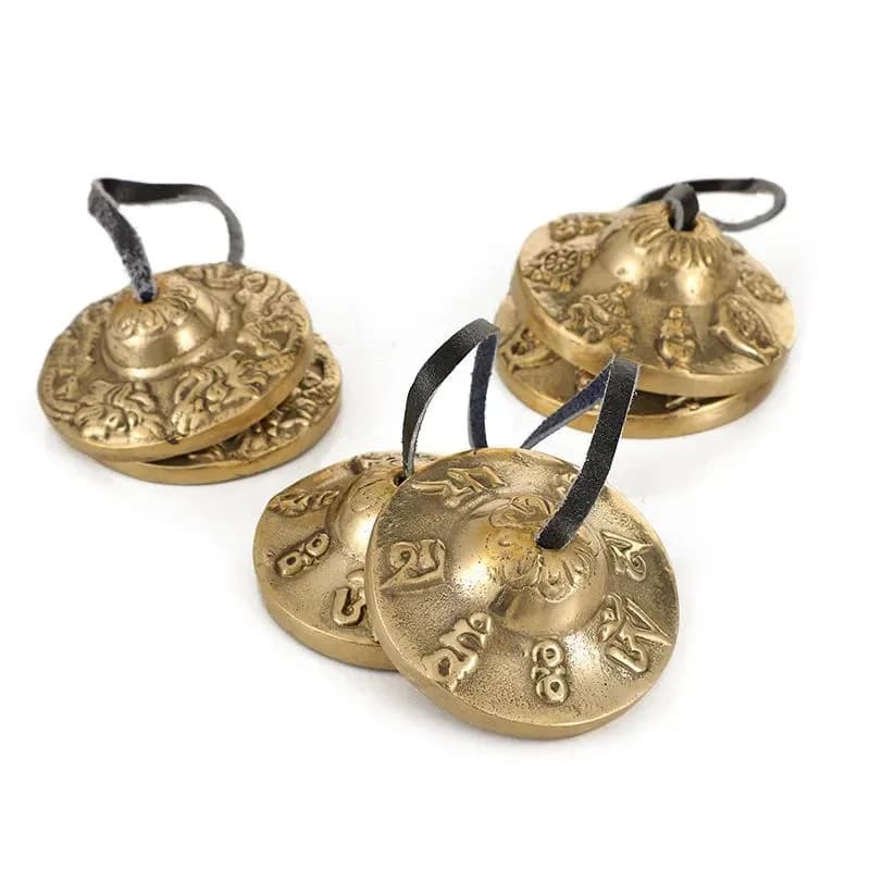 Nepal Handmade Tibetan Tingsha Cymbals 2pcs, Meditation Sanskrit Brass Chime Bells For Rituals Mindfulness Buddhist Tingsha Bell