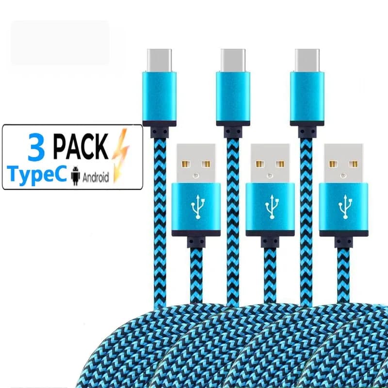 USB Type C Cable for Data Synchronization and Quick Charging 2.4A for Samsung Huawei Android Phones 1M 2M 3M Nylon Loading Cable