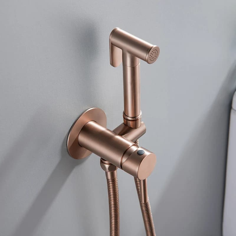 Set Doccetta Bidet a Scomparsa per Bagno con Miscelatore Caldo/Freddo, Finitura Oro Rosa Spazzolato/Nero/Oro Lucido