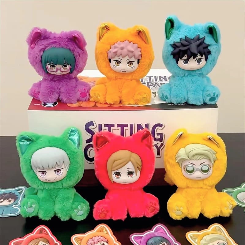 EAKI Jujutsu Kaisen Sitting Cat Party Series Plush Blind Box Itadori Gojo Satoru Peripherals Adorable Doll Trendy Toy Decor Gift