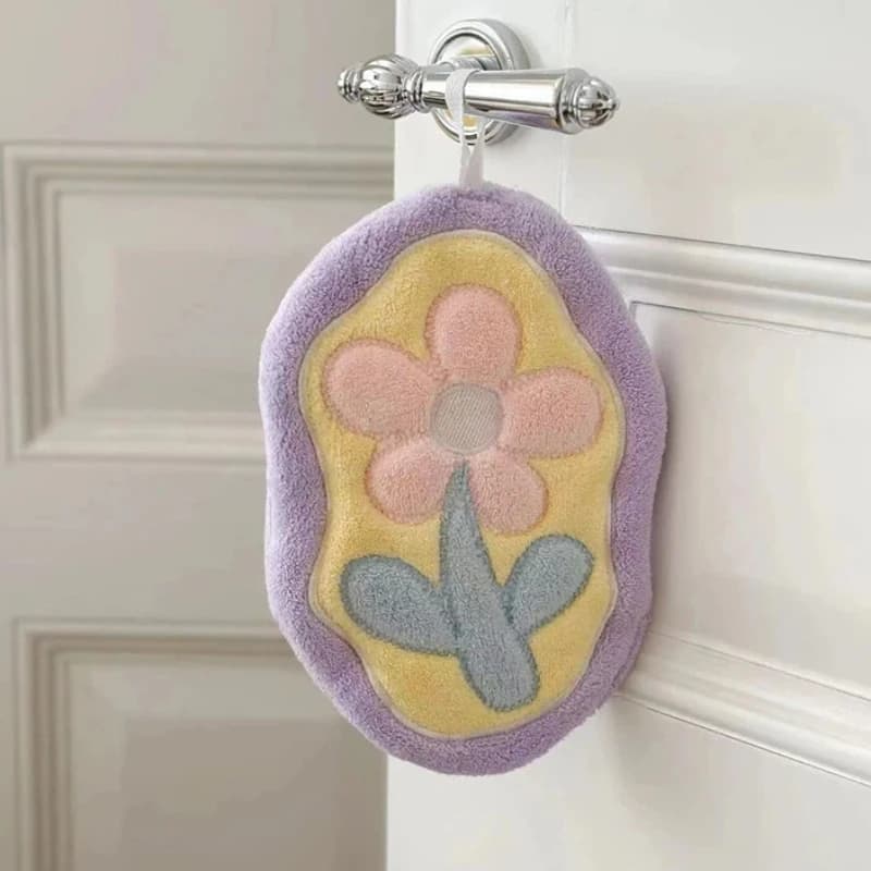 Asciugamano da appendere in velluto corallo a forma di tulipano, portatile, assorbente, ad asciugatura rapida, piccolo, per bagno e cucina, morbido, tessile per la casa