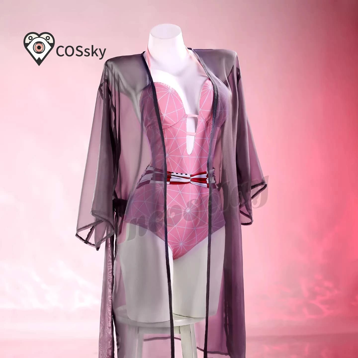 Series Anime Cosplay: Demon: Kimetsu no Yaiba Kamado Nezuko Original swimsuit Cosplay sexy costume for Halloween and Carnival full set