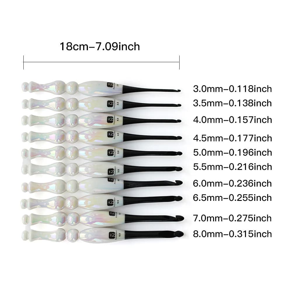 3.0mm-8.0mm Crochet Hook Weaving Tool Acrylic White European style Large Handle Crochet Hooks