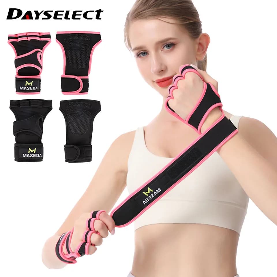 1 paio di guanti protettivi per palmo Fitness antiscivolo resistenti all'abrasione Pull-up bilanciere sollevamento pesi mezze dita guanti sportivi
