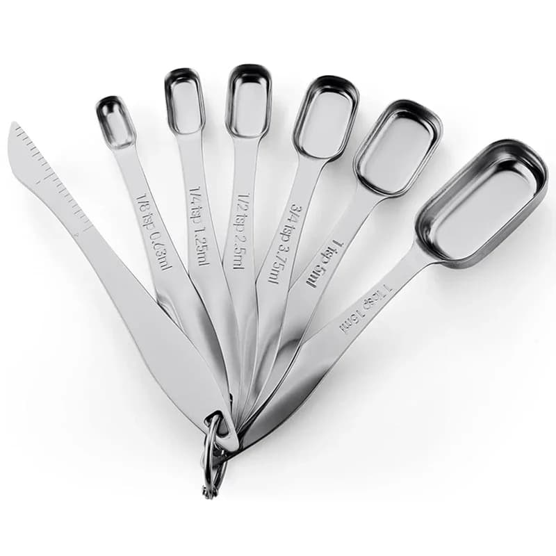 Stainless Steel Measuring Spoons Set with Leveler, Measuring Scoops for Dry or Liquid, Fits in Spice Jar