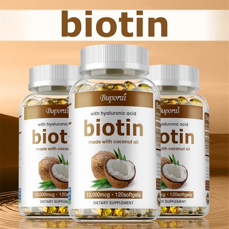 Biotin with hyaluronic acid: moisturizes skin, soothes joints, promotes healthy hair and eyes