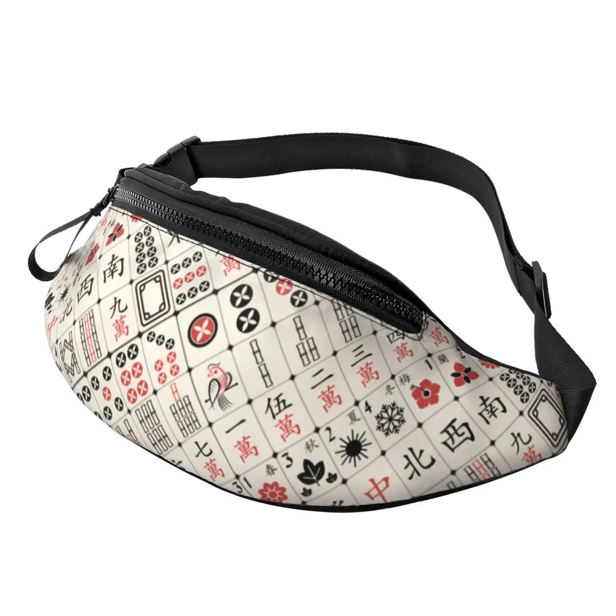 Custom Mahjong Tile Pattern Fanny Bag Customized Crossbody Waist Pack Men Women Traveling Phone Money Pouch