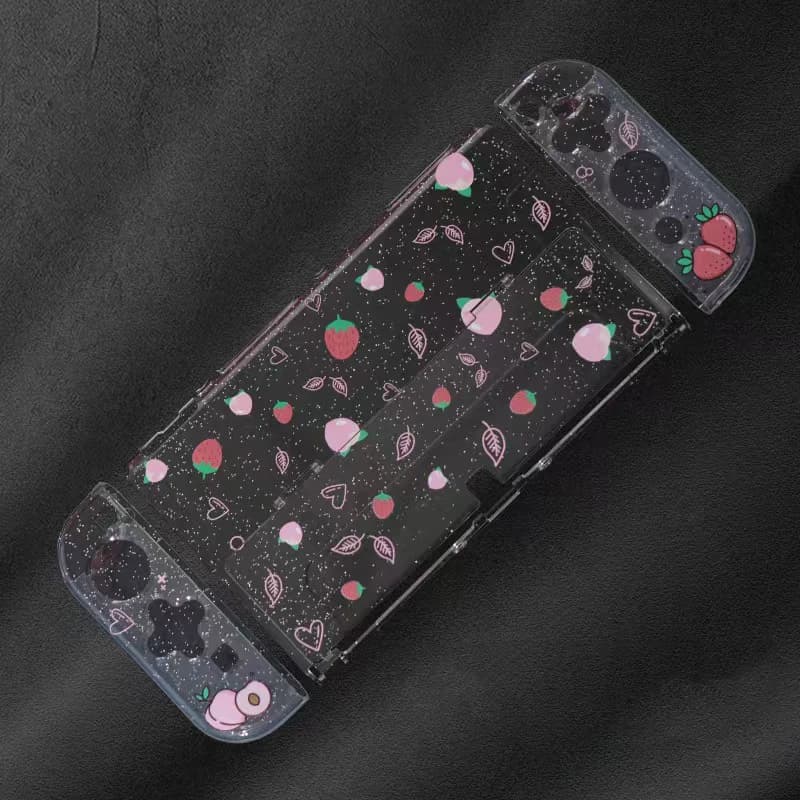 Sakura Glitter Transparent Clear Protective Hard Shell Case Cover Skin for Nintend Switch Oled Accessories Dockable Case