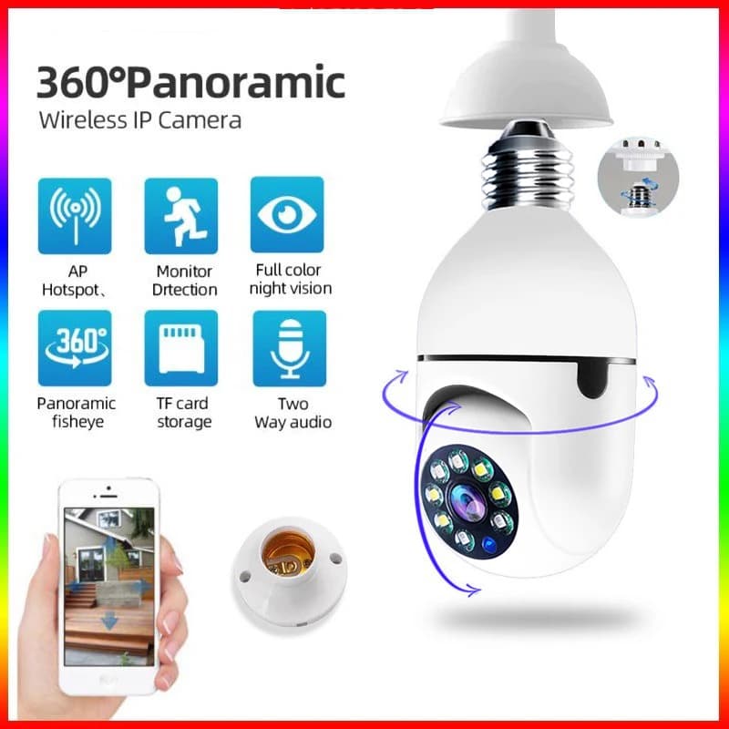 Telecamera di videosorveglianza per interni, Baby Monitor, Protezione per la sicurezza domestica, Full Color, Visione notturna, Tracciamento automatico, WiFi, Lampadina