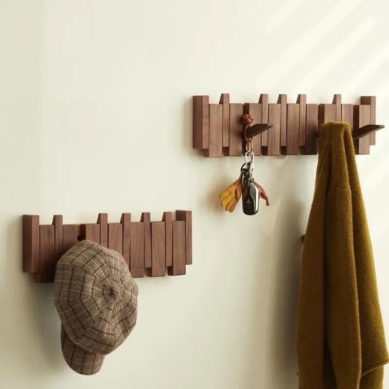 1PC Black walnut wall coat hanger Solid wood coat hanger Dropshipping Entrance door Clothes rack Clothes rack Home furniture