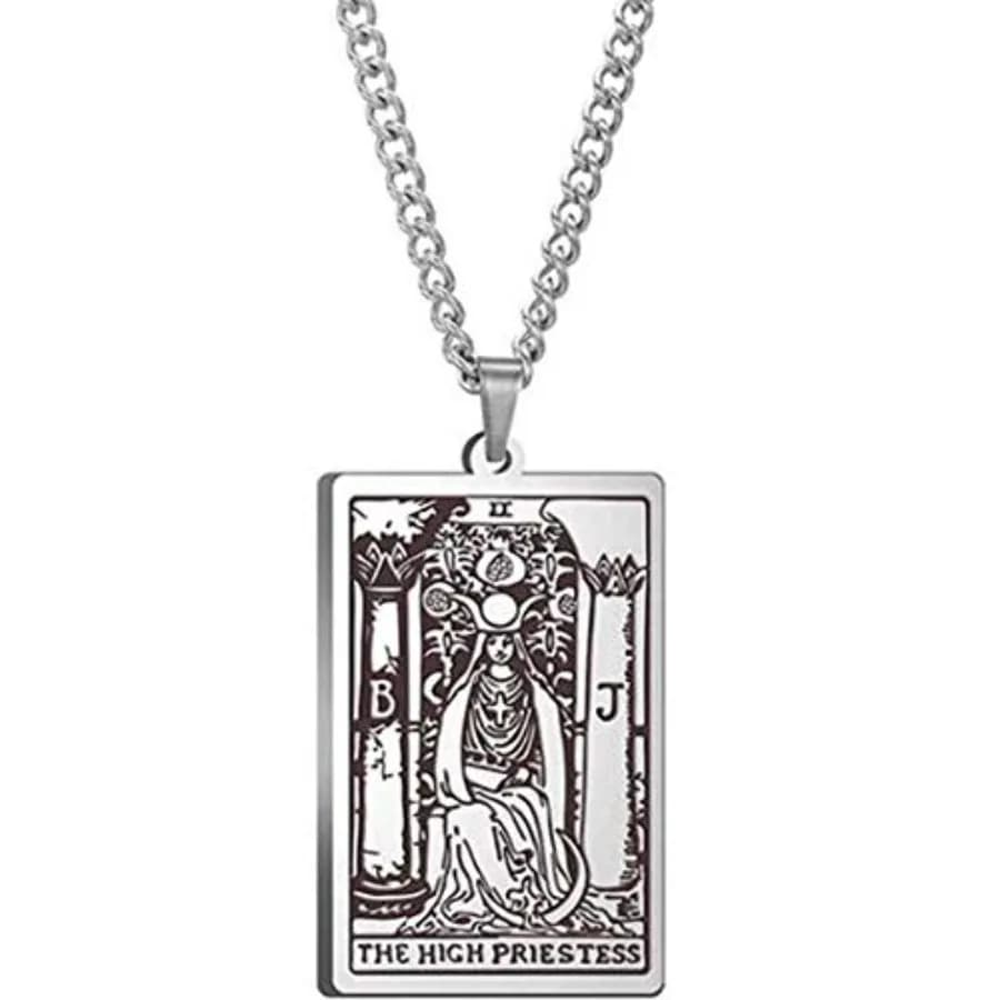 JUDE Retro Vintage Stainless Steel Tarot Card Rider Waite Pendant Necklace