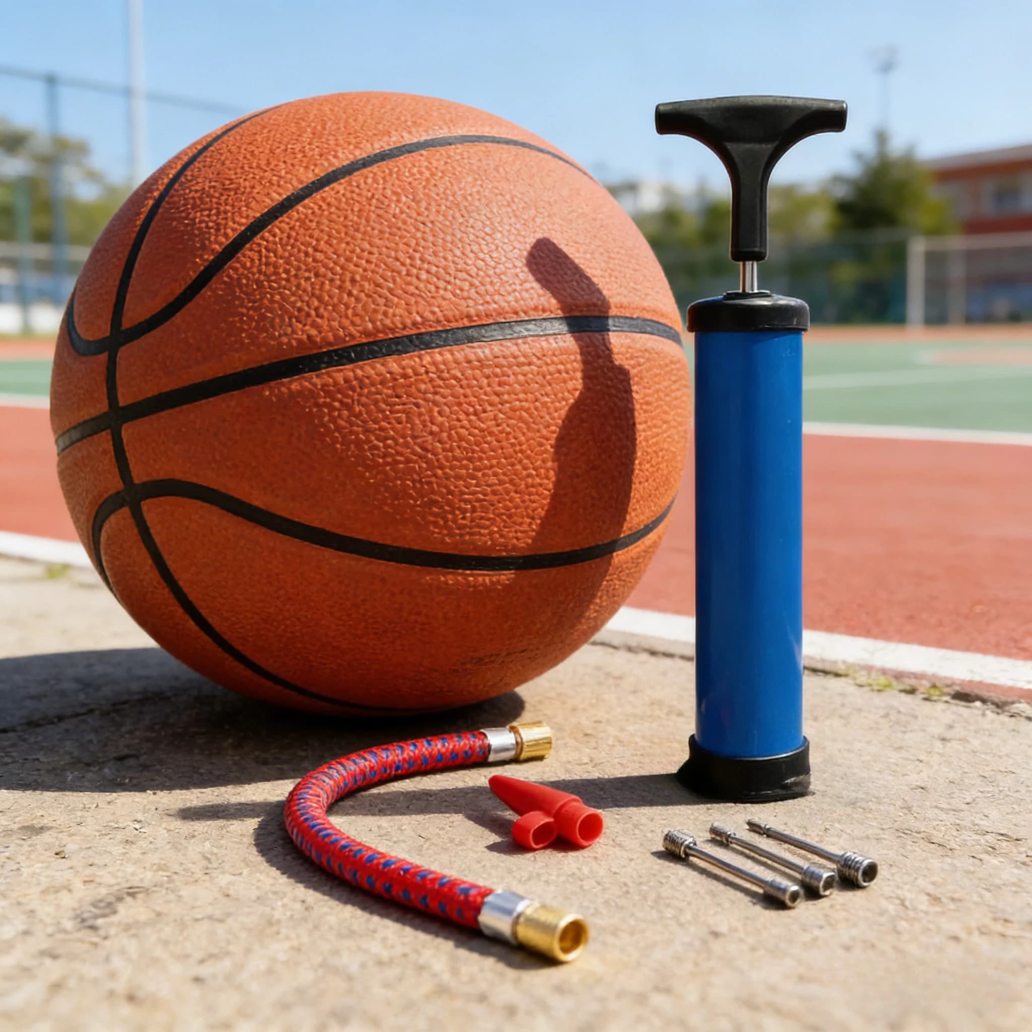 New Air Pump Portable Manual with Set of Needles and Adjusters for Basketball, Football, Balloons, Volleyball and Rugby