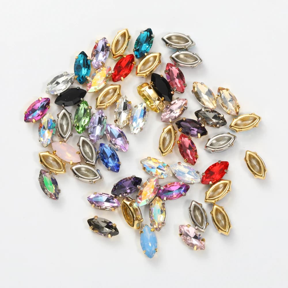 7x15mm Parti di cucito Accessori per cucire Navette Strass con artiglio Set Strass di vetro Perline di cristallo per la creazione di gioielli