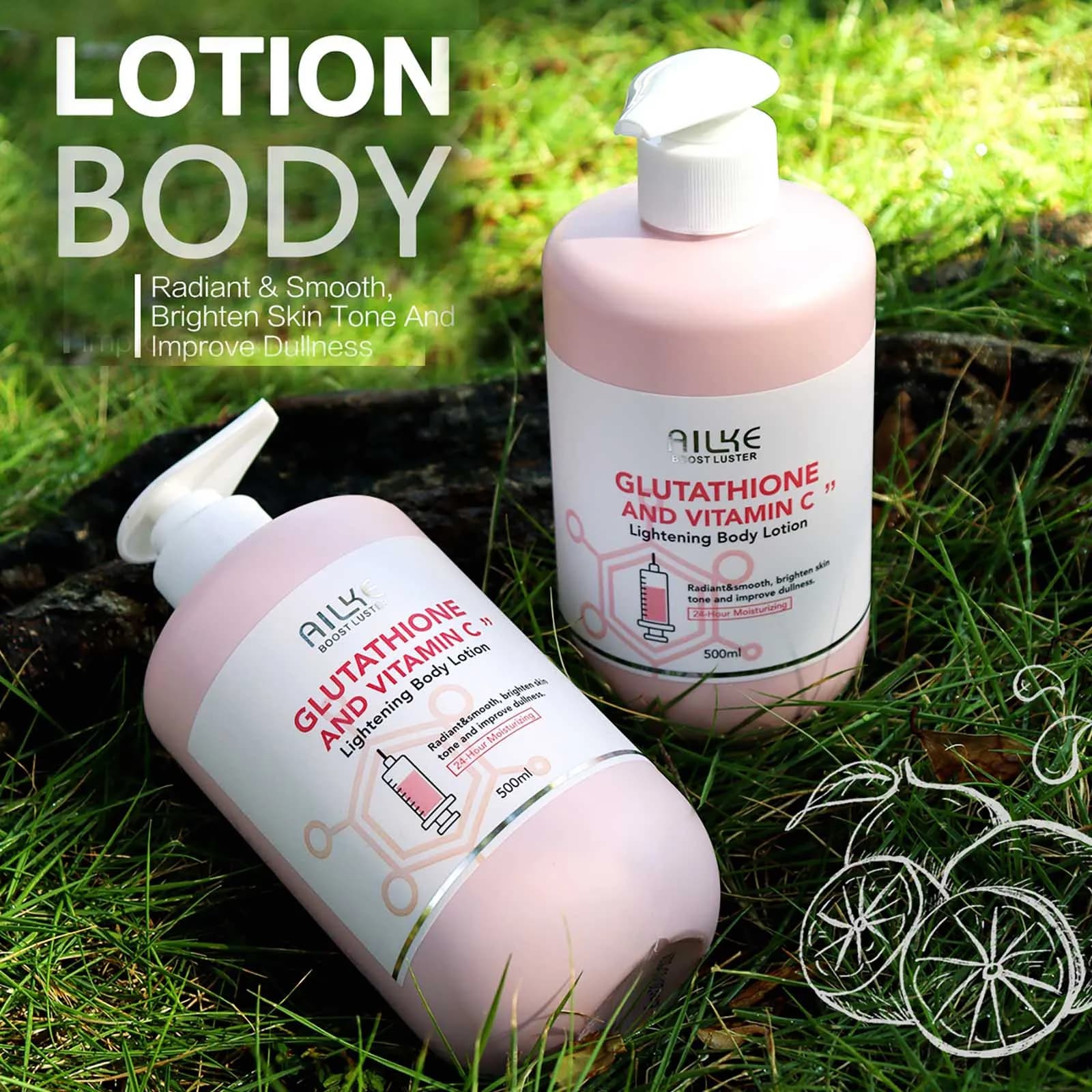 AILKE lotion for body brightening to vitamin C and glutathione, also skin tone, brightening, neck, elbows, armpits, legs, incandescent cream