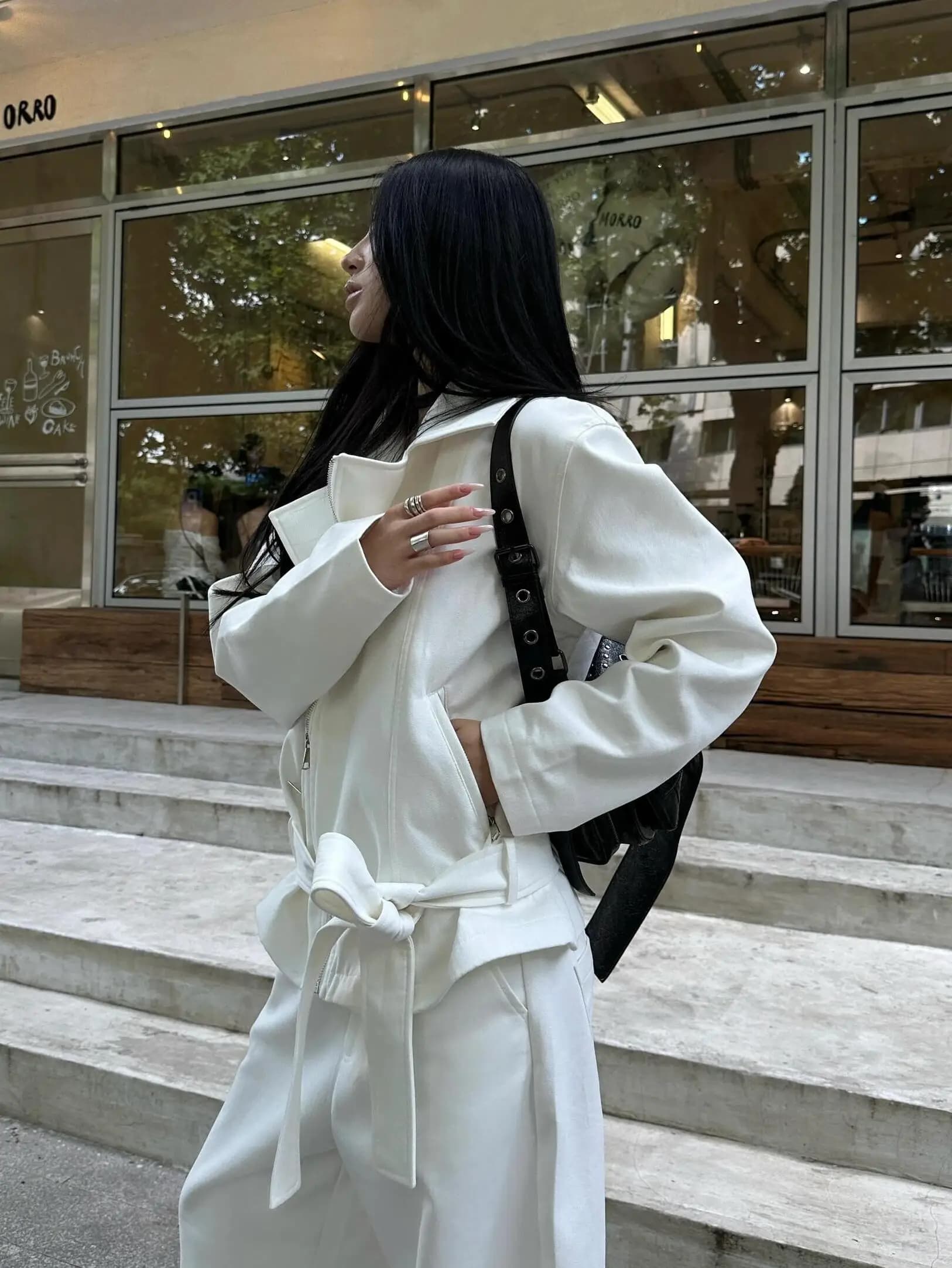 American Retro White Denim Jacket Women's Spring Early Short Loose Motorcycle Style Top Quality Fashionable Slim Fit Zipper C...
