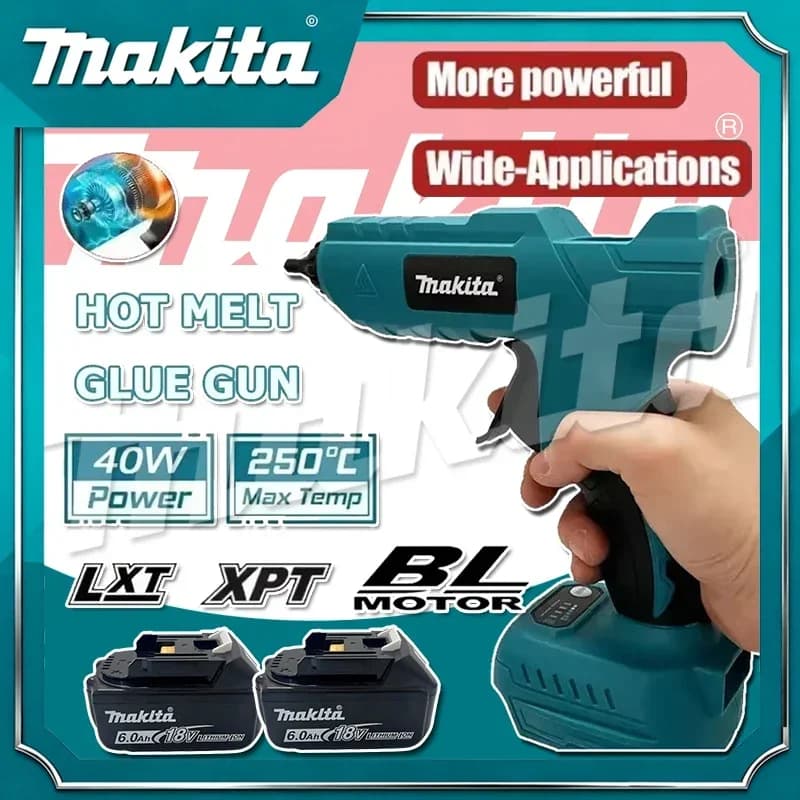 Pistola per colla a caldo elettrica portatile Makita senza fili, per riparazioni fai-da-te, saldatura a caldo, pistola ad aria calda con ugello anti-scottatura
