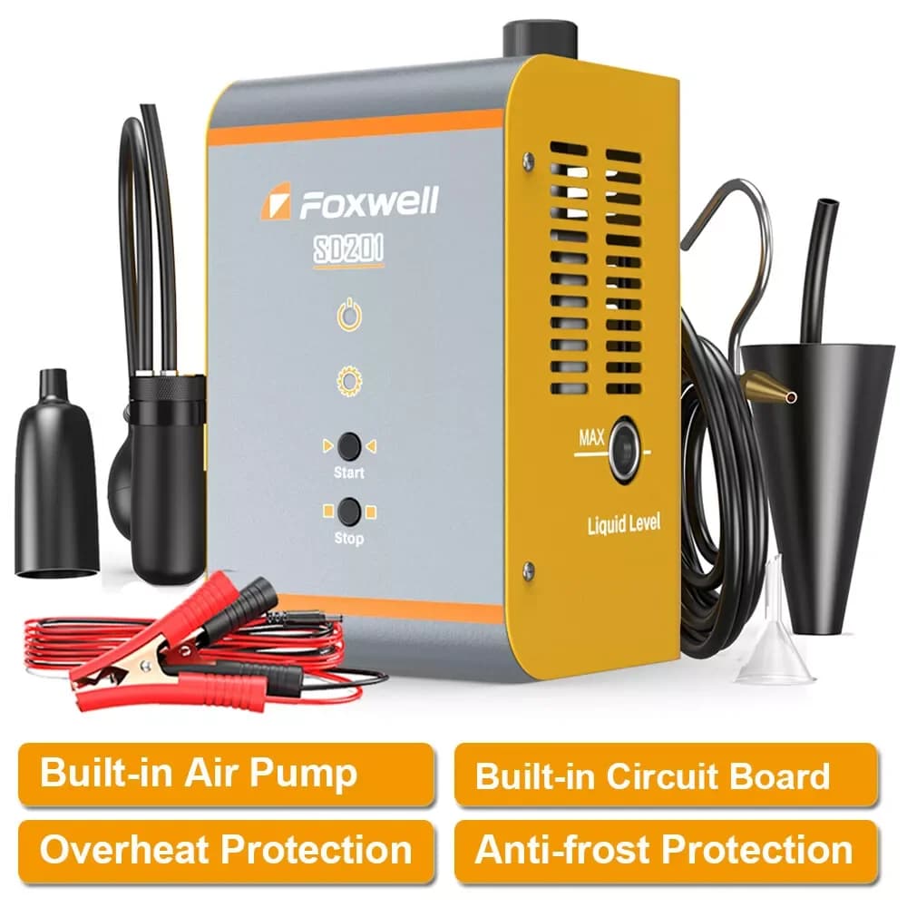 FOXWELL SD201 EVAP Macchina Rilevatore di perdite di fumo Tester diagnostico per vuoto per tubi automobilistici Compressore d'aria incorporato per la riparazione
