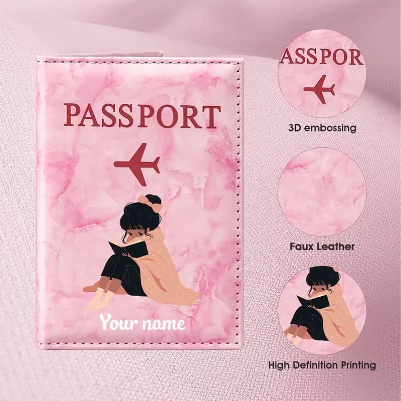 Personalized Couple Silhouette Passport Holder with Custom Initials/Name - Suitable for Travel, Wedding Gift, Honeymoon