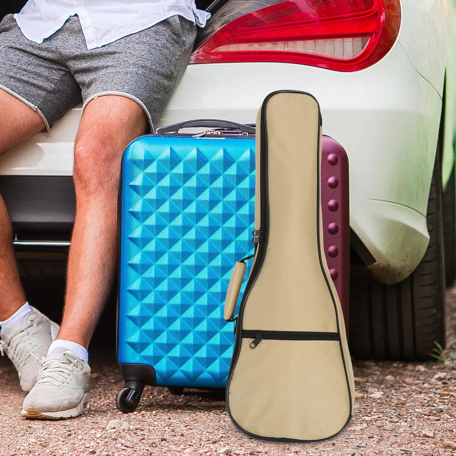 Borsa da trasporto portatile per ukulele, contenitore per ukulele in tessuto Oxford resistente all'acqua con comoda tracolla per il viaggio