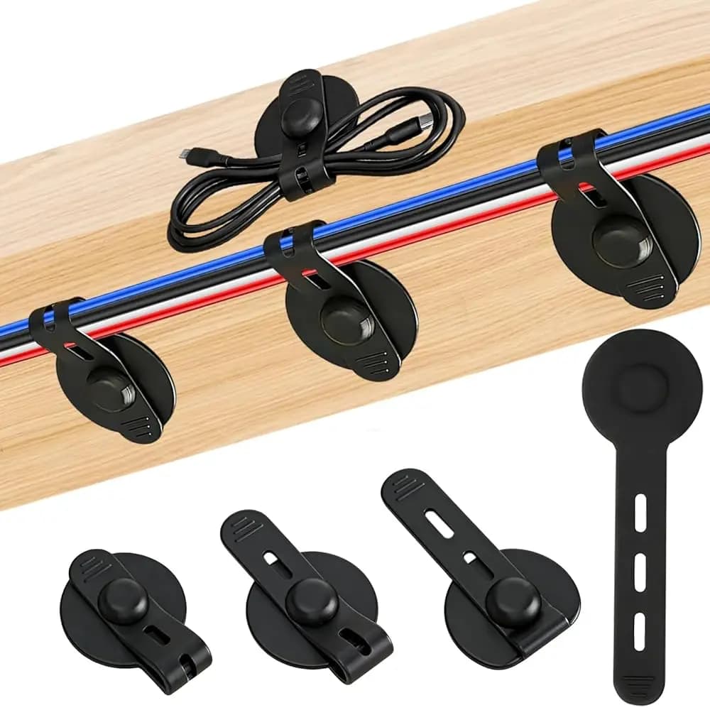 8 Pezzi Fascette in Silicone per Cavi, Organizzatori Autoadesivi per Cavi Sotto la Scrivania, Clip Riutilizzabili per Cavi, Organizzatori per Fili, Cavo H