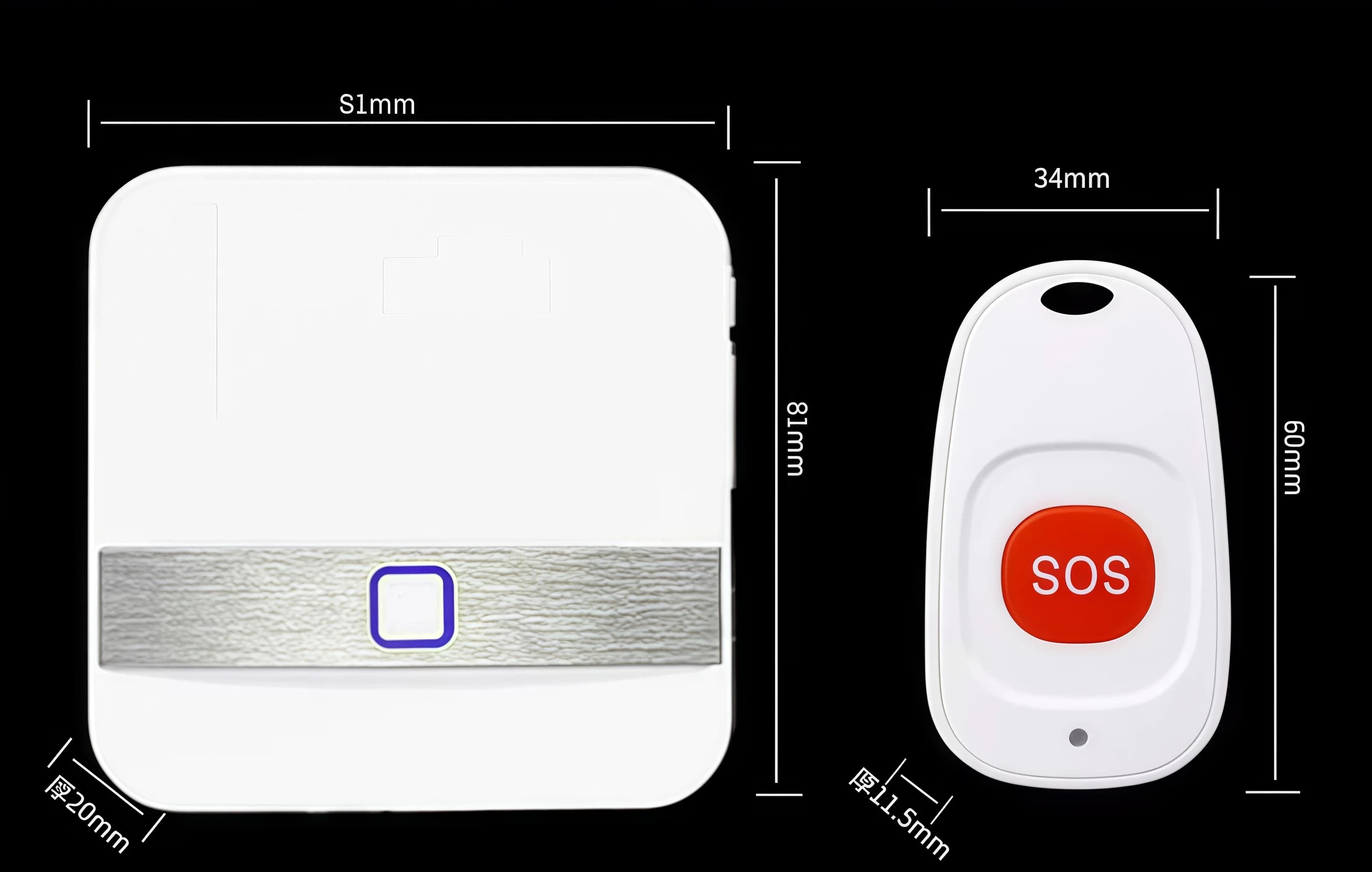 Allarme SOS Medico Wireless per Anziani, Risposta Istantanea, Citofono Audio, Impermeabile IP65, 60 Suonerie, 433MHz, AC100-240V, da Polso