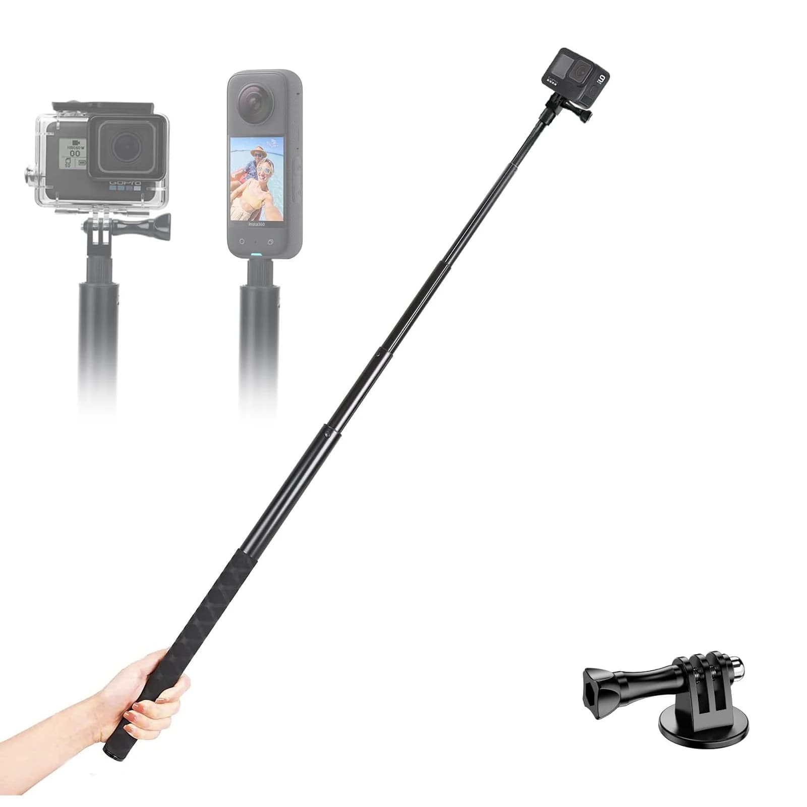 Bastone selfie invisibile da 150/170/200 cm, asta monopiede allungabile, design solido e compatto per Insta360, GoPro, DJI