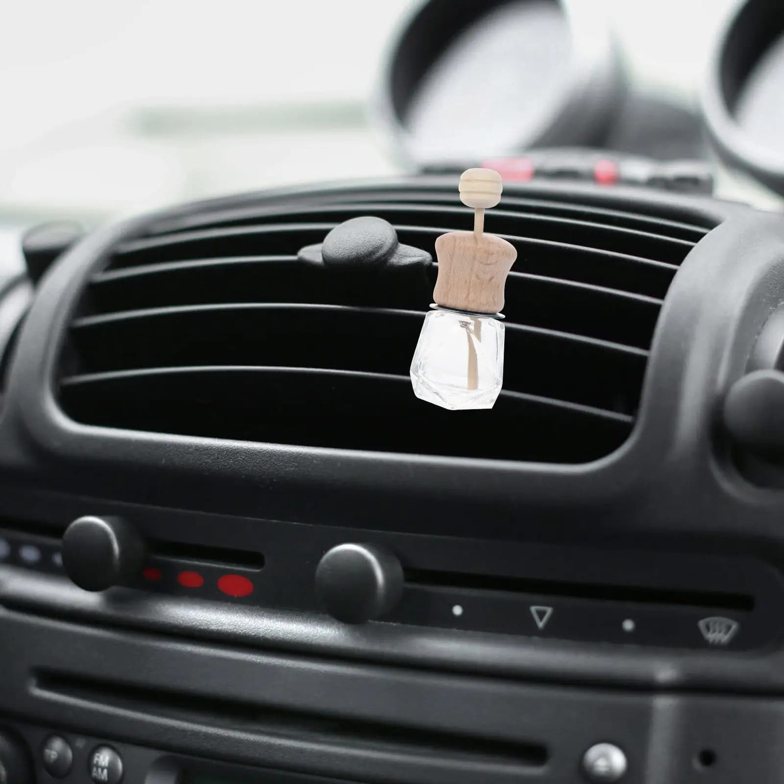 Set di 3 Diffusori di Aromi per Auto con Bottiglia per Oli Essenziali, Contenitore per Profumo con Coperchio in Legno Rotante per Auto e Casa